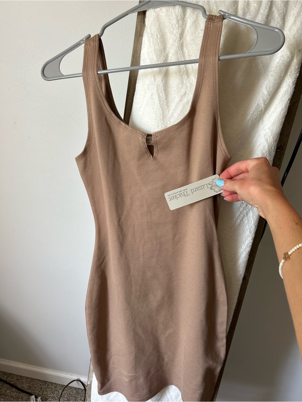 Lizard Thicket Taupe Scoop-Neck Tank Dress
